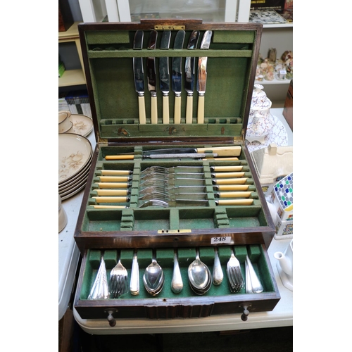 248 - Oak Cased Canteen of Cutlery