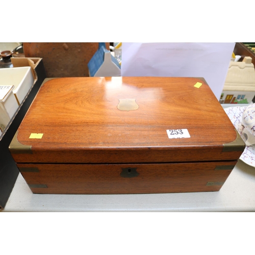 253 - Late 19thC Mahogany Writing slope with brass fittings