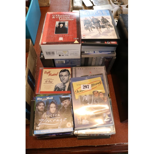 297 - Collection of assorted DVDs and Cds to include Mad Men, Yes Prime Minister etc