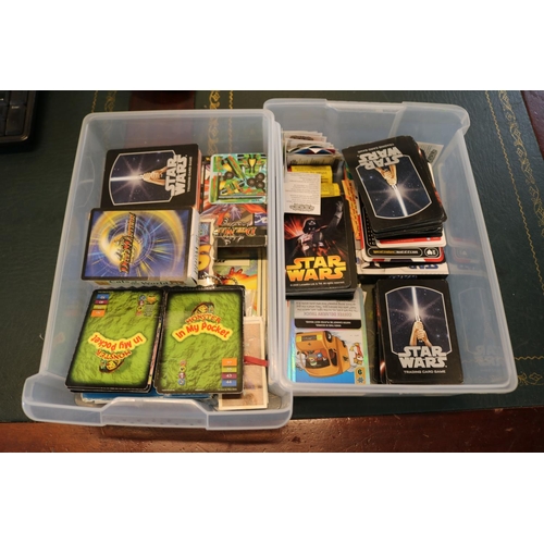 311 - 2 Boxes of assorted Collectors Cards inc. Monster in My Pocket, Star Wars, Doctor Who etc