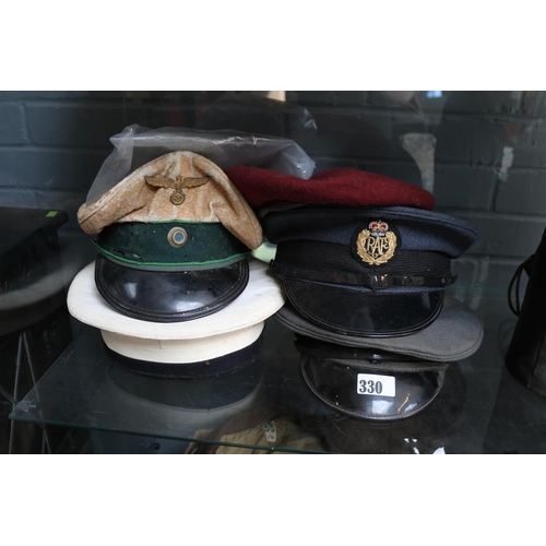 330 - Collection of Military Hats and a Fascinator