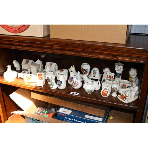 341 - Collection of Crested Military and other ornaments to include Bonzo the Dog, Avon Bottle etc