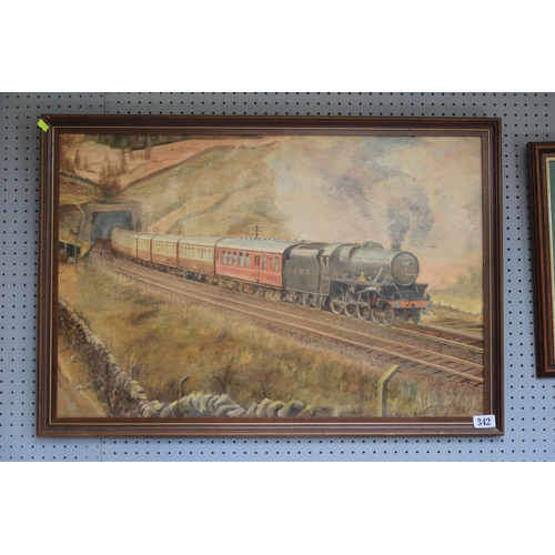 342 - Framed Acrylic on board of LMS 5305 by Dave Hiscock