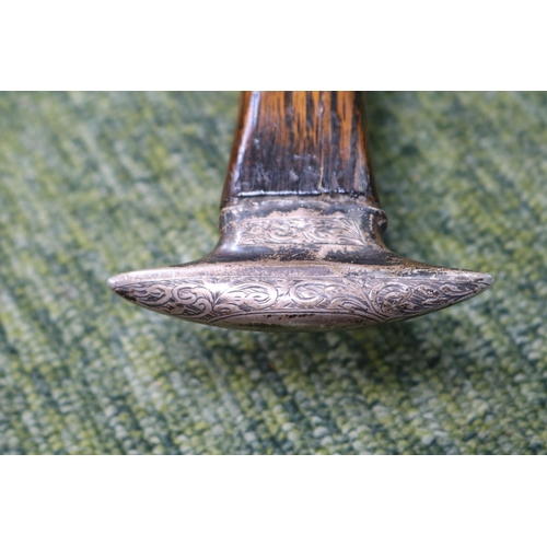 367 - Silver mounted Oak handled Dagger in scabbard with Silver Collar dated 1906. 38cm in total length