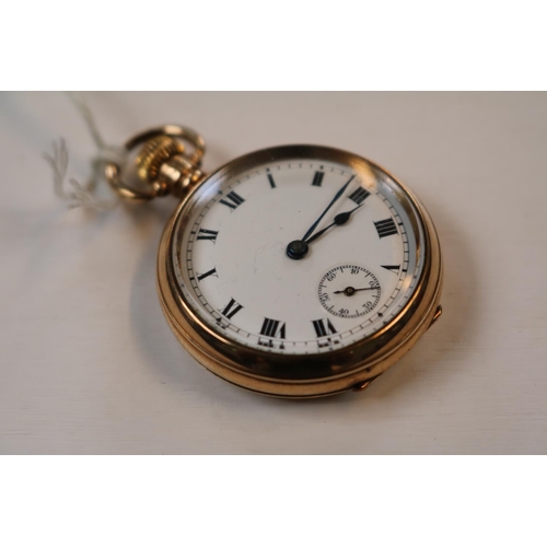 401 - European Gold plated ladies pocket watch with Roman numeral dial