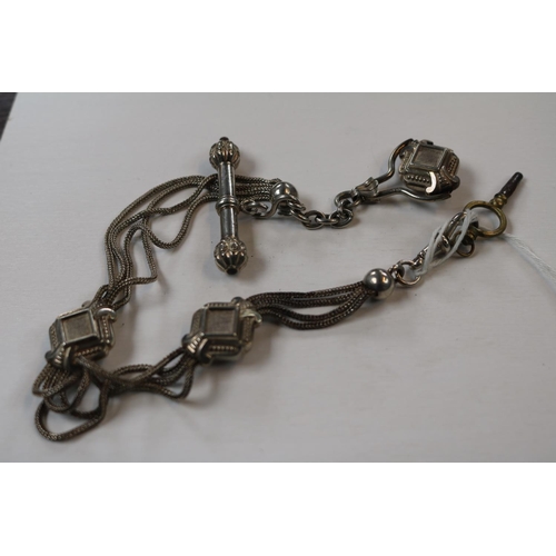 406 - Good quality European Silver Watch chain with brass clasp 41g total weight