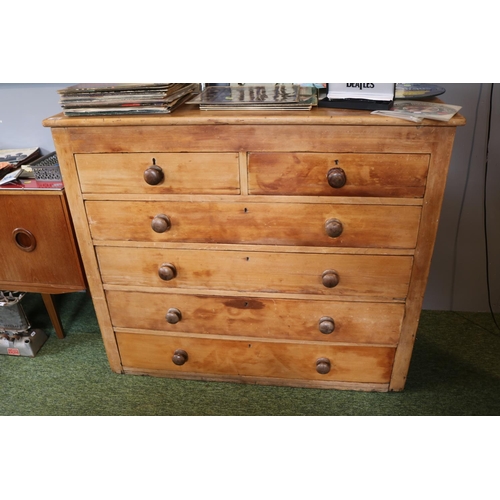 461 - Pine Chest of 2 over 4 drawers with turned handles