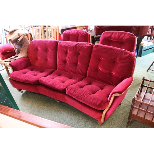 463 - Ercol Savernake  Upholstered Curved Sofa Suite & two arm chairs