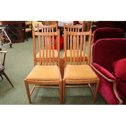 465 - Set of 4 Ercol Blonde Elm Dining chairs with upholstered seats