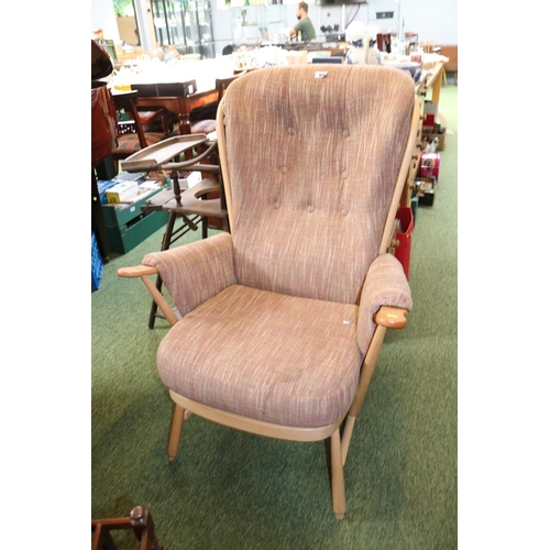 466 - Ercol Blonde Elm Upholstered elbow chair