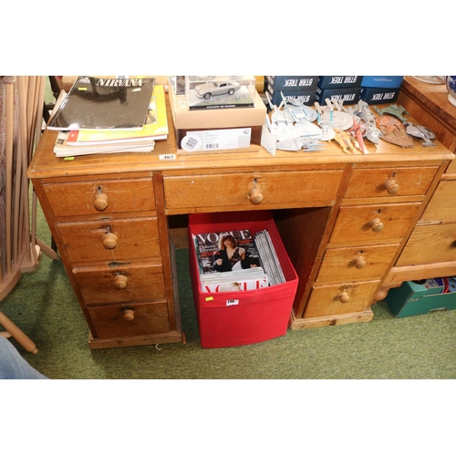 467 - 20thC Pine Desk of 9 Drawers