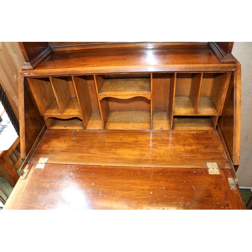 487 - Edwardian Bureau Bookcase with glazed leaded top