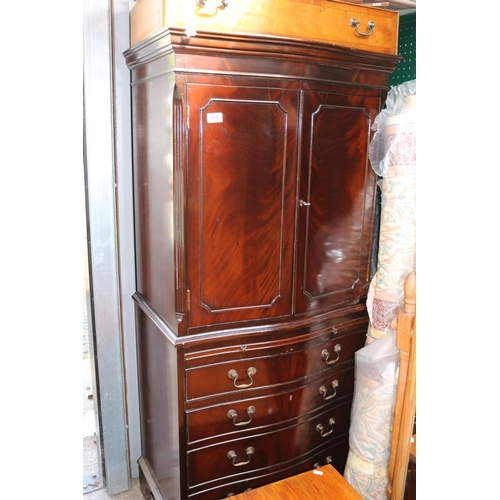 490 - Reproduction Mahogany Cabinet with drawer base over bracket feet