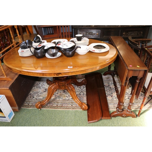 498 - Victorian Mahogany tilt top dining table and a 19thC Mahogany drop leaf dining table on turned suppo... 