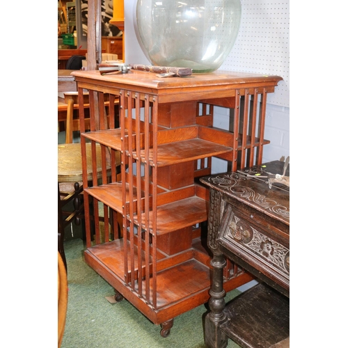 508 - Edwardian Oak revolving bookcase