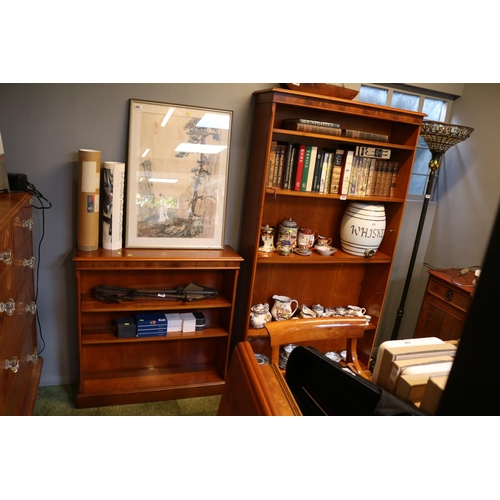 513 - Yew Bookcase and smaller bookcase