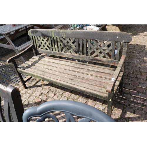 530 - Wooden Garden Seat with cruciform back