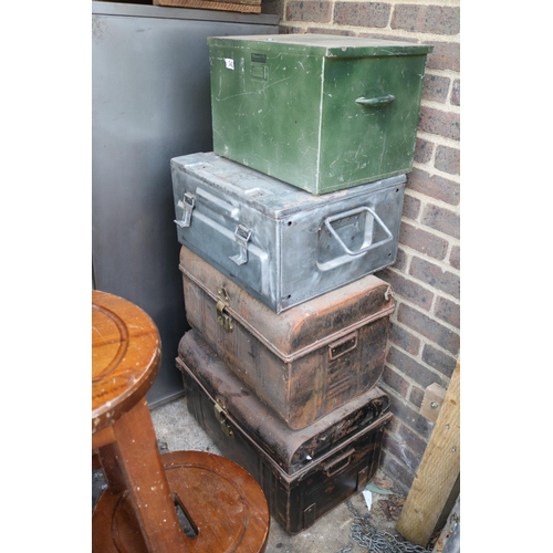 542 - 4 Vintage Metal Travelling trunks