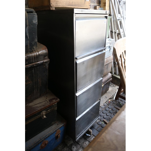 543 - Polished metal 4 drawer filing cabinet