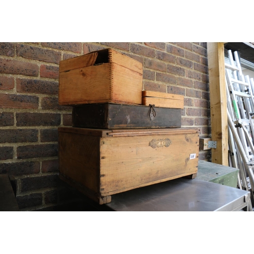 544 - Collection of Pine and wooden boxes