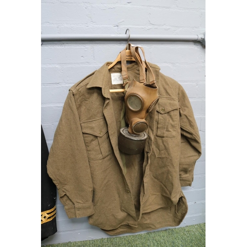 58 - M51 Gas Mask and a Khaki Men's 1964 Size 14 Ladybird Belfast Shirt