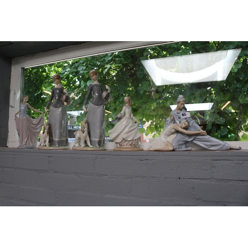 65 - Collection of 5 Lladro figurines to include Closing Scene, Lady with Shawl.