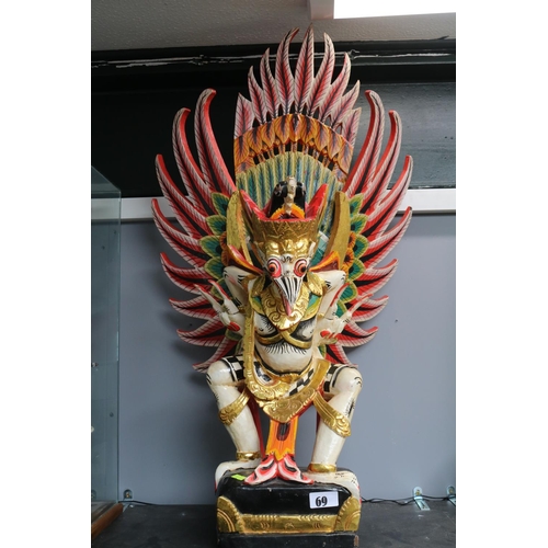 69 - Large Carved Hand painted Balinese Sculpture. 80cm in Height