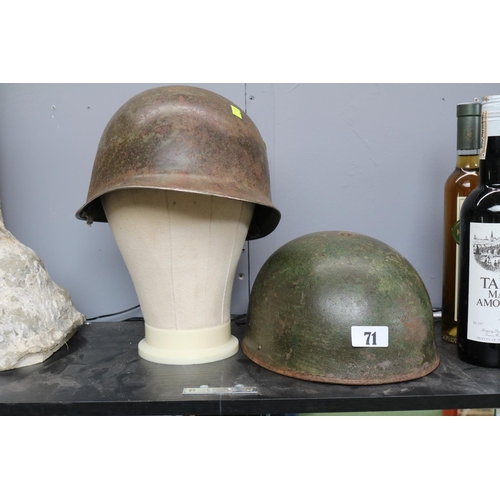 71 - 2 WW2 Military Helmets