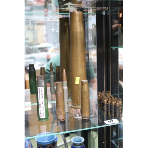 97 - Collection of assorted Brass Shell Cartridges inc Shell from Anti-Aircraft Gun on HMS Achilles