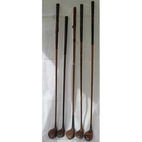 20 - Five Hickory Shaft Woods inc Paxton, Turner & Allenby. P. (Peter) Paxton Special Wood socket head, h... 