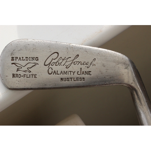 21 - Five Hickory Shafted Putters inc Spalding 