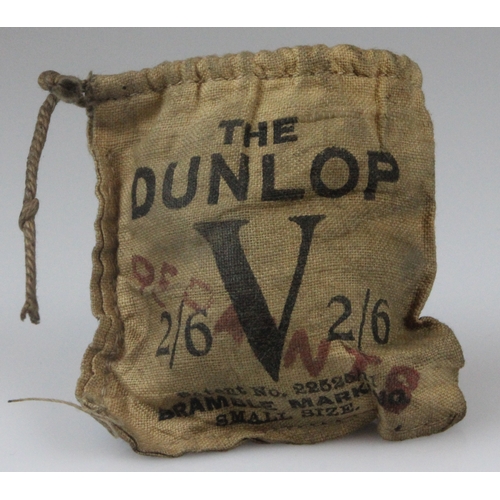 4 - Dunlop V Large Circles Golf Ball in Rare Makers Sack c1910. Dunlop V (orange) large flat shallow cir... 