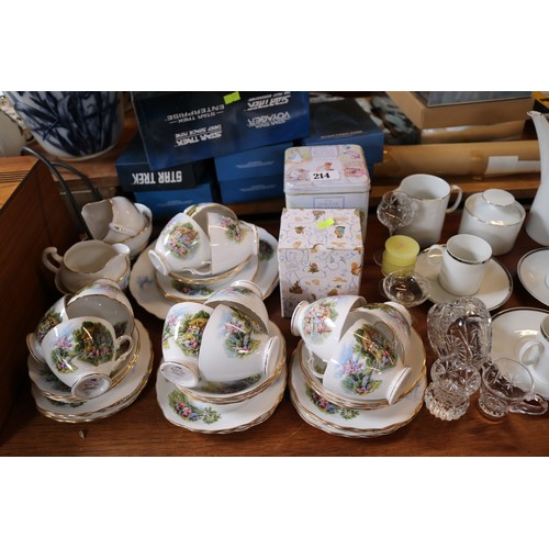 214 - Royal Vale Cottage decorated Tea set, glass wares and border fine arts