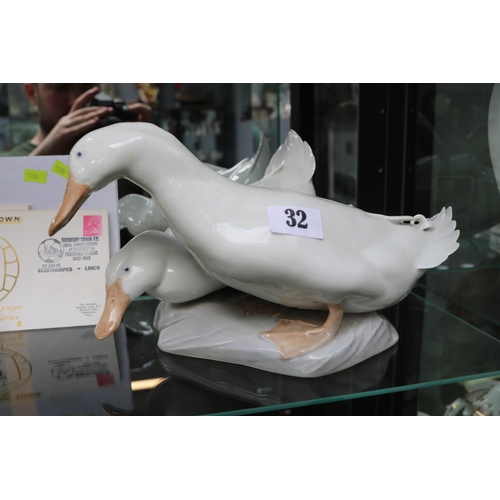 7 - Royal Copenhagen figure of 2 White Ducks model 412 modelled by C F Liisberg 16cm in Height