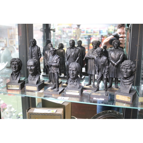 14 - Collection of Hand Carved Coal Doctor Who figures to include Tom Baker, Jon Pertwee etc