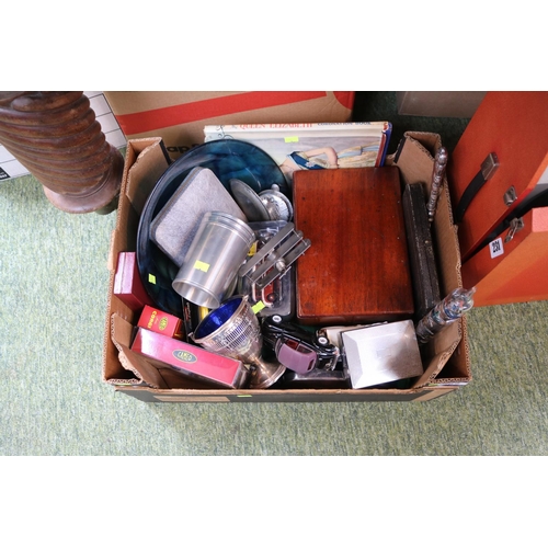 209 - Collection of assorted Bygones to include Wine coasters, Silver plated tableware etc