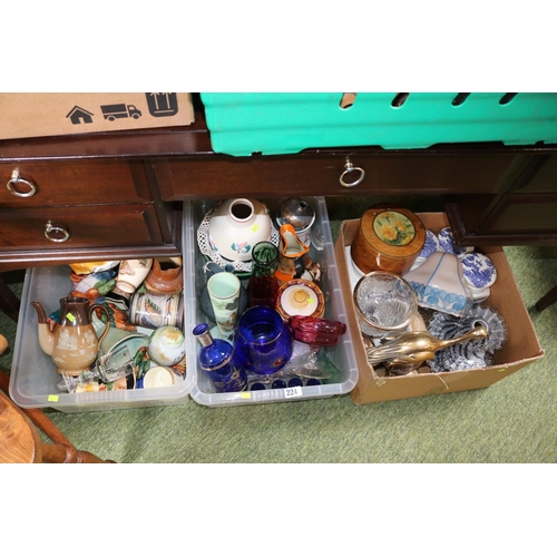 224 - 3 Boxes of assorted Glassware and Ceramics to include Ceramics flying wall ducks, Denby Glyn Colledg... 