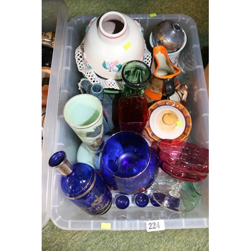 224 - 3 Boxes of assorted Glassware and Ceramics to include Ceramics flying wall ducks, Denby Glyn Colledg... 