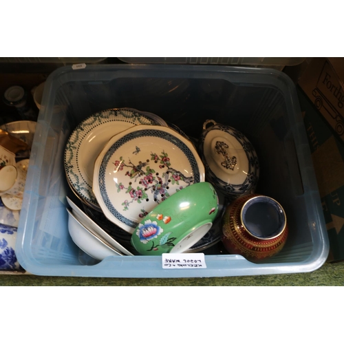 231 - 4 Boxes of assorted Ceramics to include Carlton ware Floral vase, Veritable Crystal Claret Jug, Loso... 