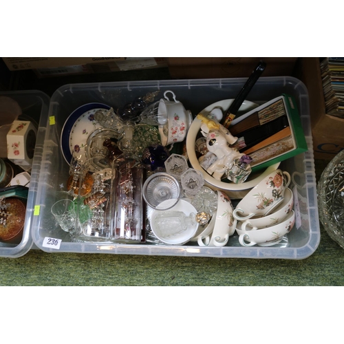 236 - 2 Boxes of assorted Glassware and Ceramics to include Wedgwood Etruria etc
