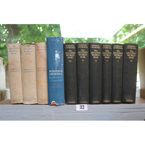 32 - Collection of Winston Churchill Books to include The Second World War by Cassell