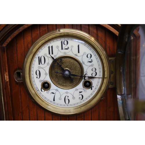 36 - Junghans Oak cased Bracket clock with numeral dial and brass detail 48cm in Height