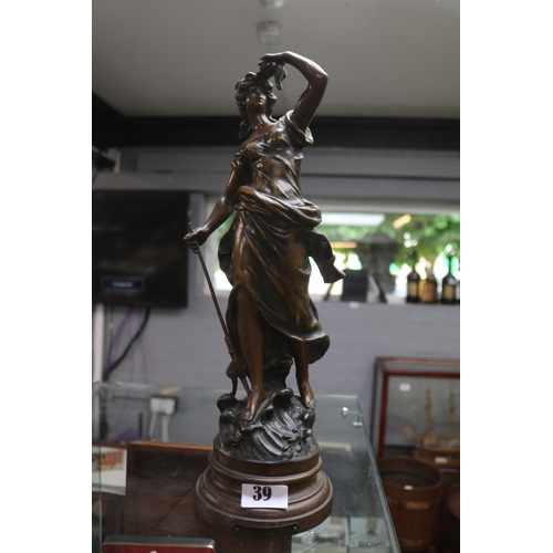 39 - Spelter Bronze Amphitrite after Auguste Moreau (French, 1834-1917). 42cm in Height