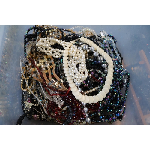 487 - 2 Boxes of assorted Costume jewellery to include Necklaces, Bangles, watches etc