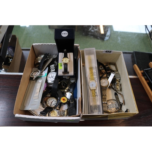 488 - 2 Boxes of assorted Dress watches to include Sekonda, Police etc