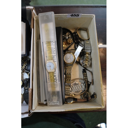 488 - 2 Boxes of assorted Dress watches to include Sekonda, Police etc