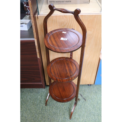 491 - Edwardian Mahogany 3 Tier folding cake stand