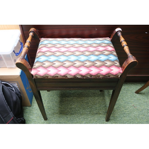 492 - Edwardian upholstered Piano stool