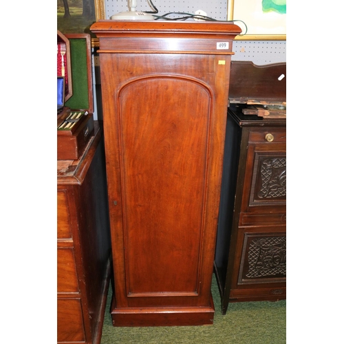 499 - Victorian Mahogany Narrow Cabinet with arched panelled door