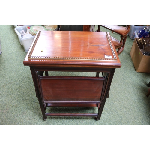 517 - Edwardian Fold over Card table with 4 hinged shelves over tapering legs